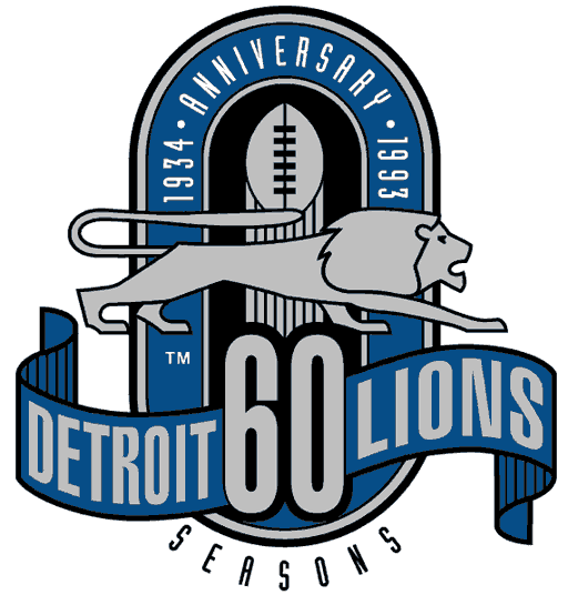 Detroit Lions 1993 Anniversary Logo iron on paper